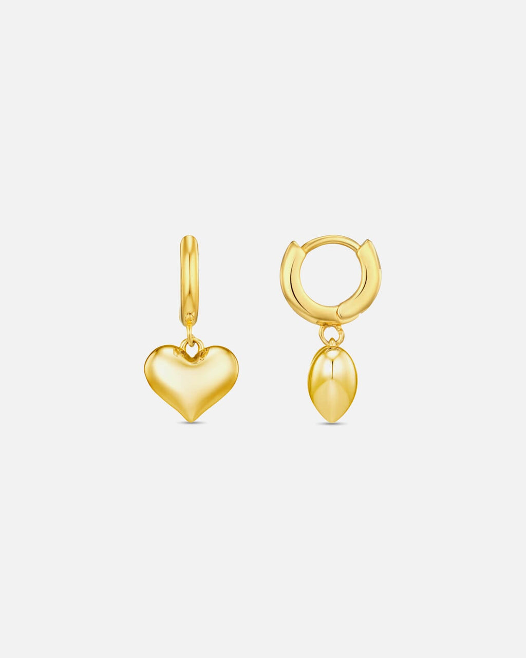 ORELIA Øreringer Domed Heart Charm Huggie Hoops - Gold