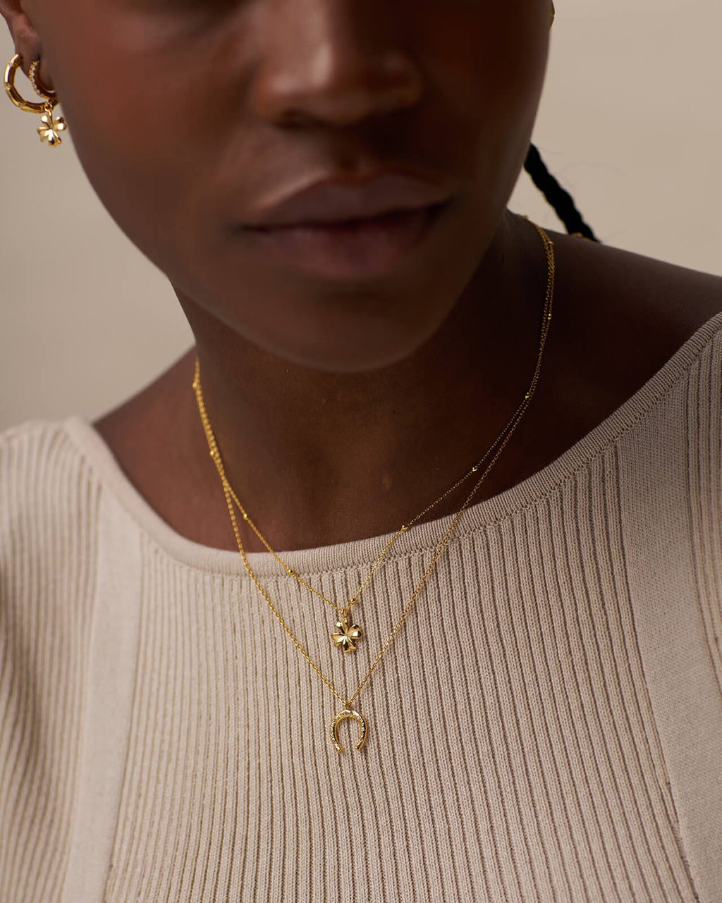 ORELIA Kjede Clover Charm Necklace - Gold