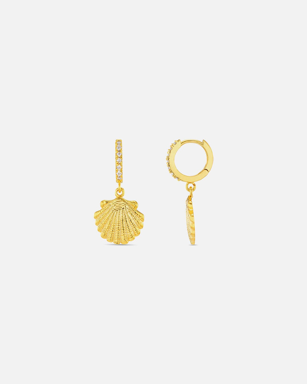 ORELIA Øreringer Shell Pavè Huggie Hoops - Gold