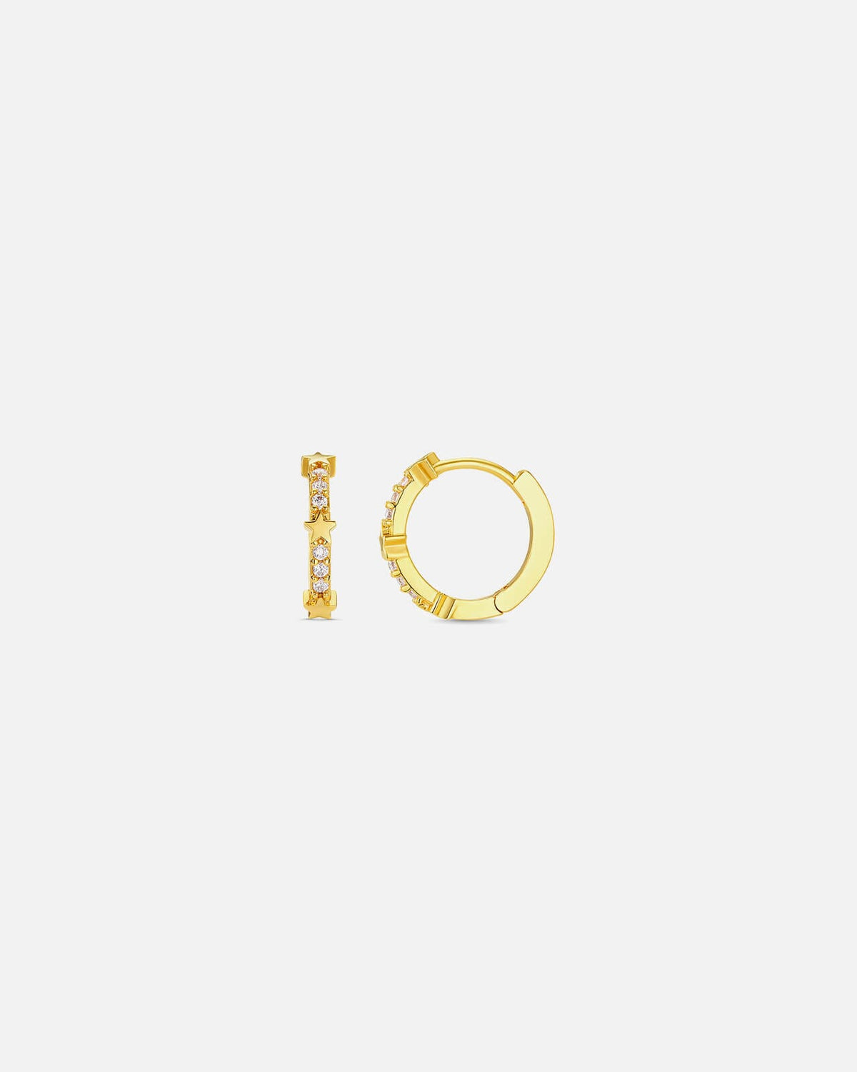 Orelia Øreringer Fine Pave & Star Stationed Huggie Hoops - Pale Gold
