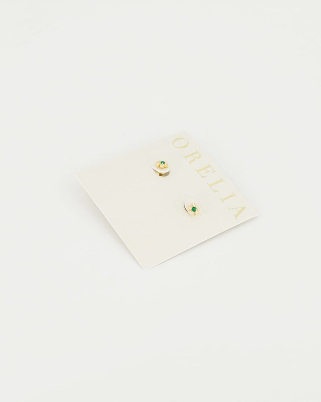 Orelia Øredobber Emerald Flower Stud Earring - Pale Gold