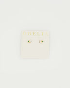Orelia Øredobber Emerald Flower Stud Earring - Pale Gold