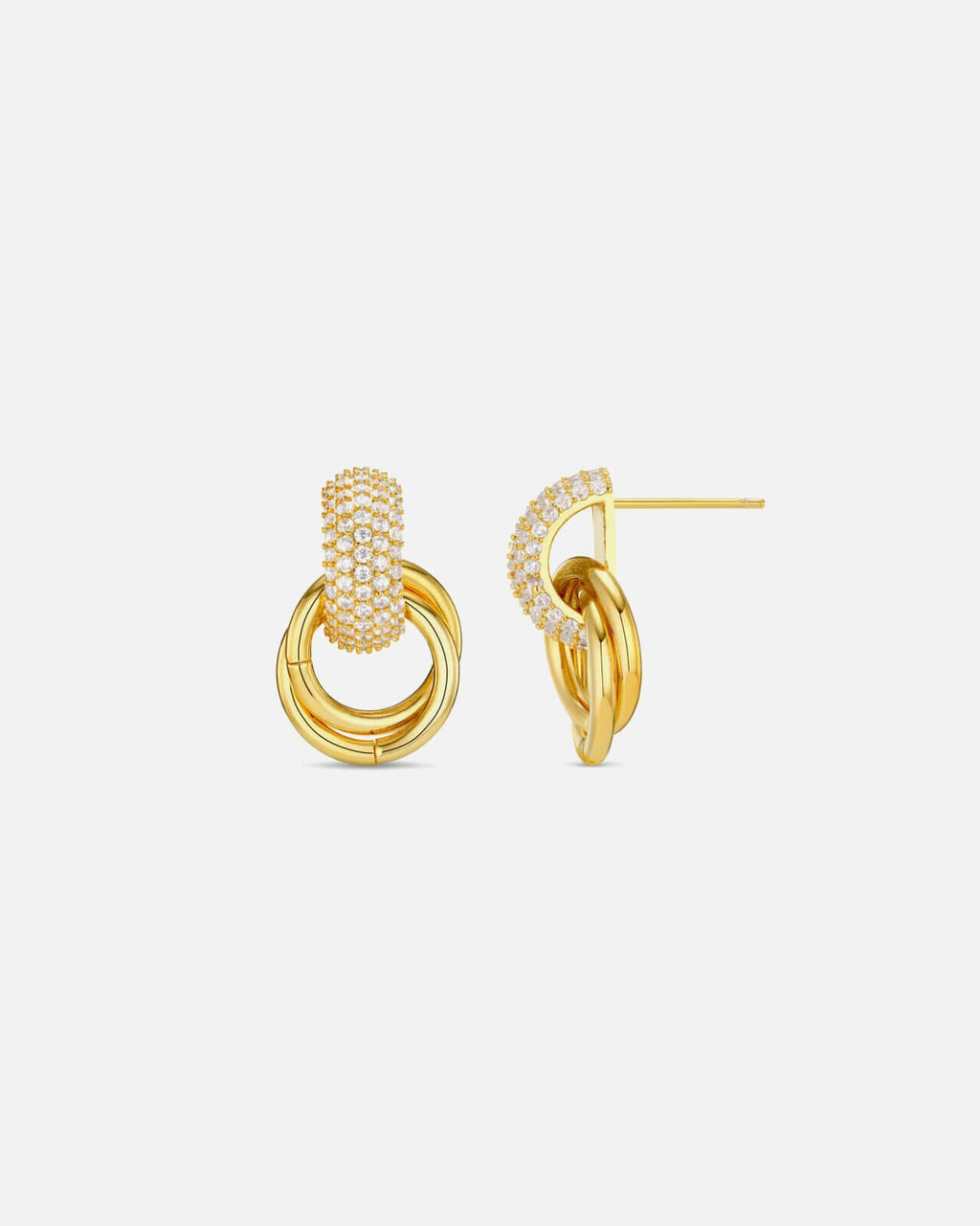 Orelia Øredobber Pave Interlocking - Pale Gold