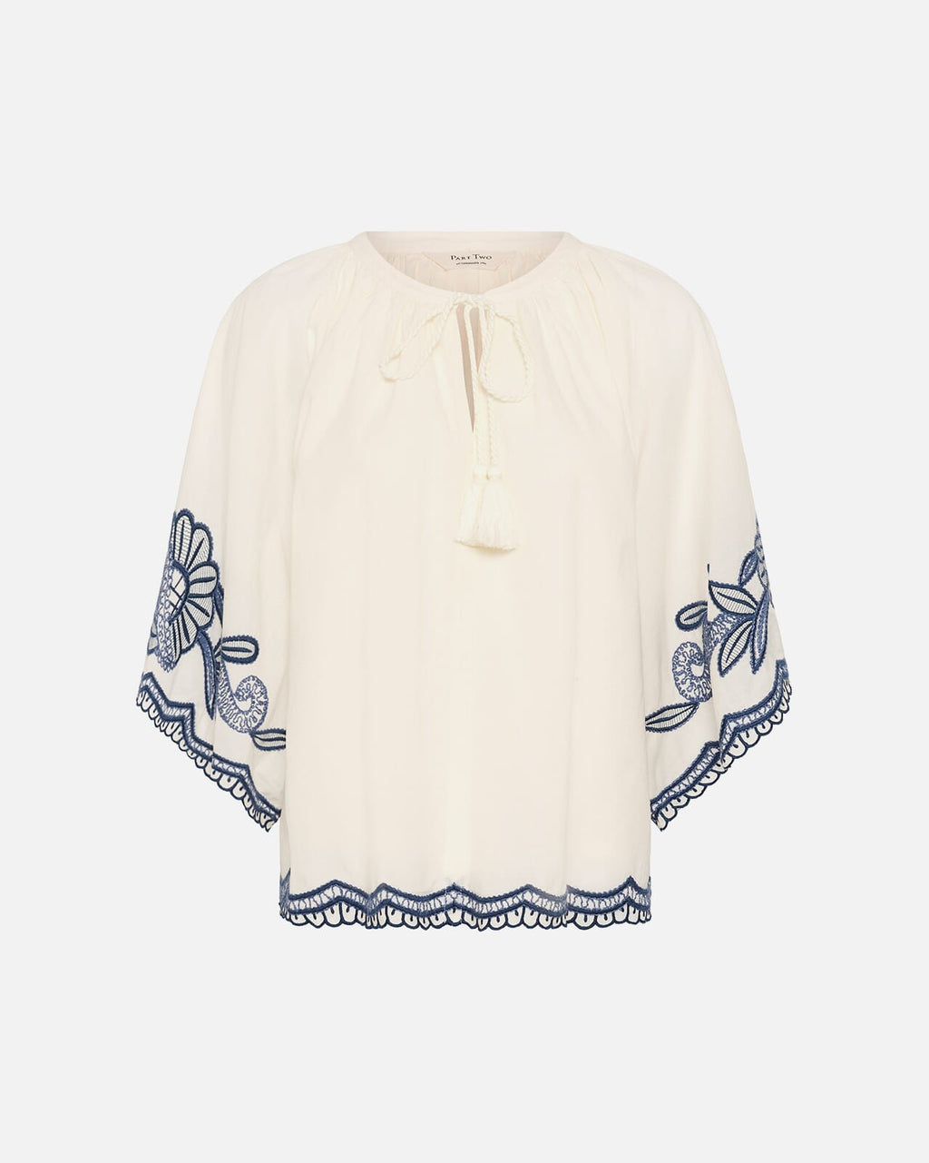 FLOYD Bluse Biancha - Whisper White/ Blue emb