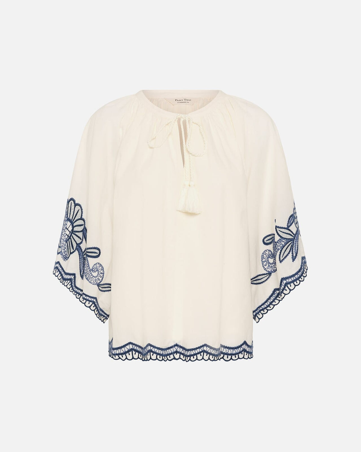 FLOYD Bluse Biancha - Whisper White/ Blue emb