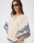 FLOYD Bluse Biancha - Whisper White/ Blue emb