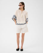 FLOYD Bluse Biancha - Whisper White/ Blue emb