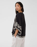 FLOYD Bluse Biancha - Black/ Offwhite emb