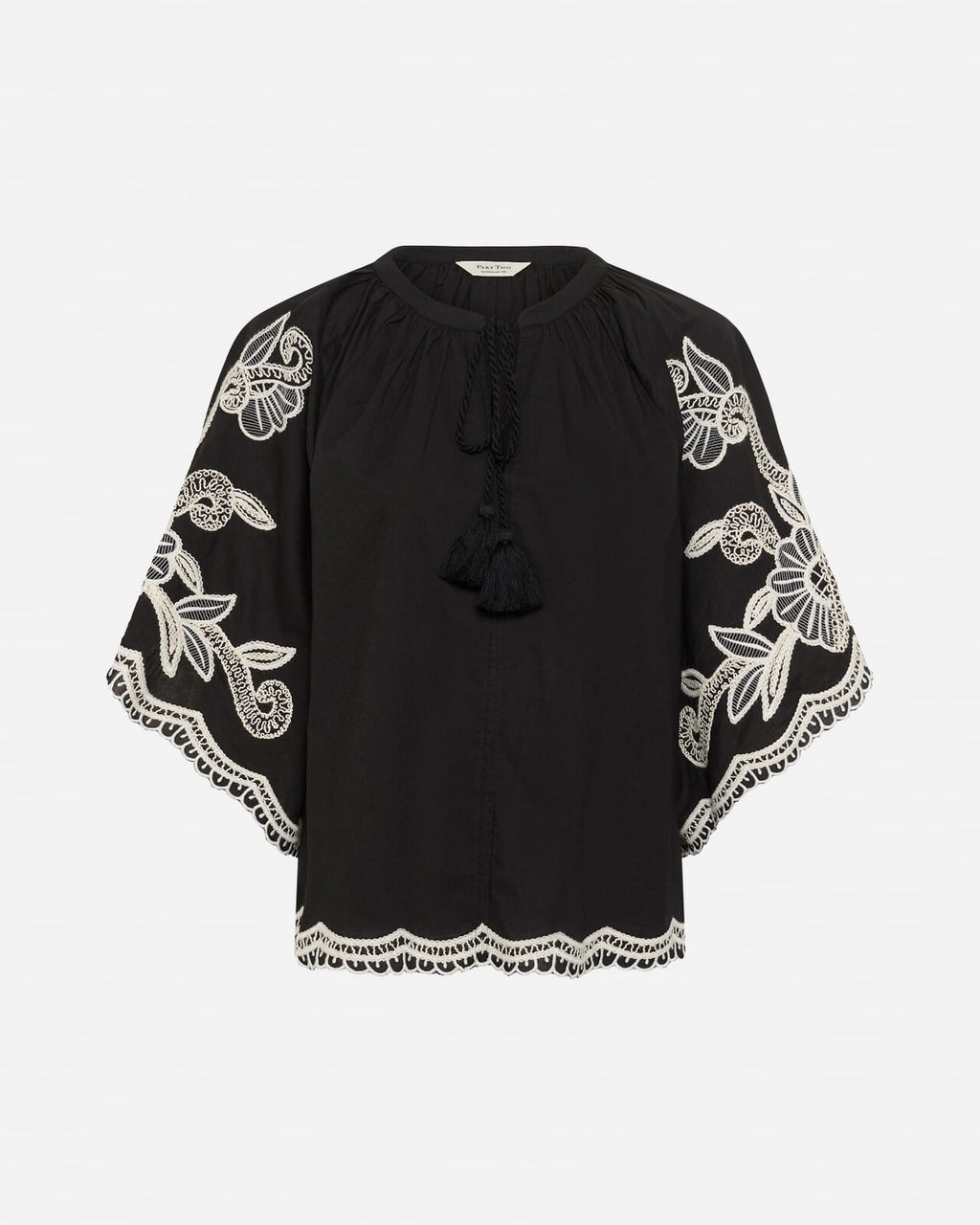FLOYD Bluse Biancha - Black/ Offwhite emb