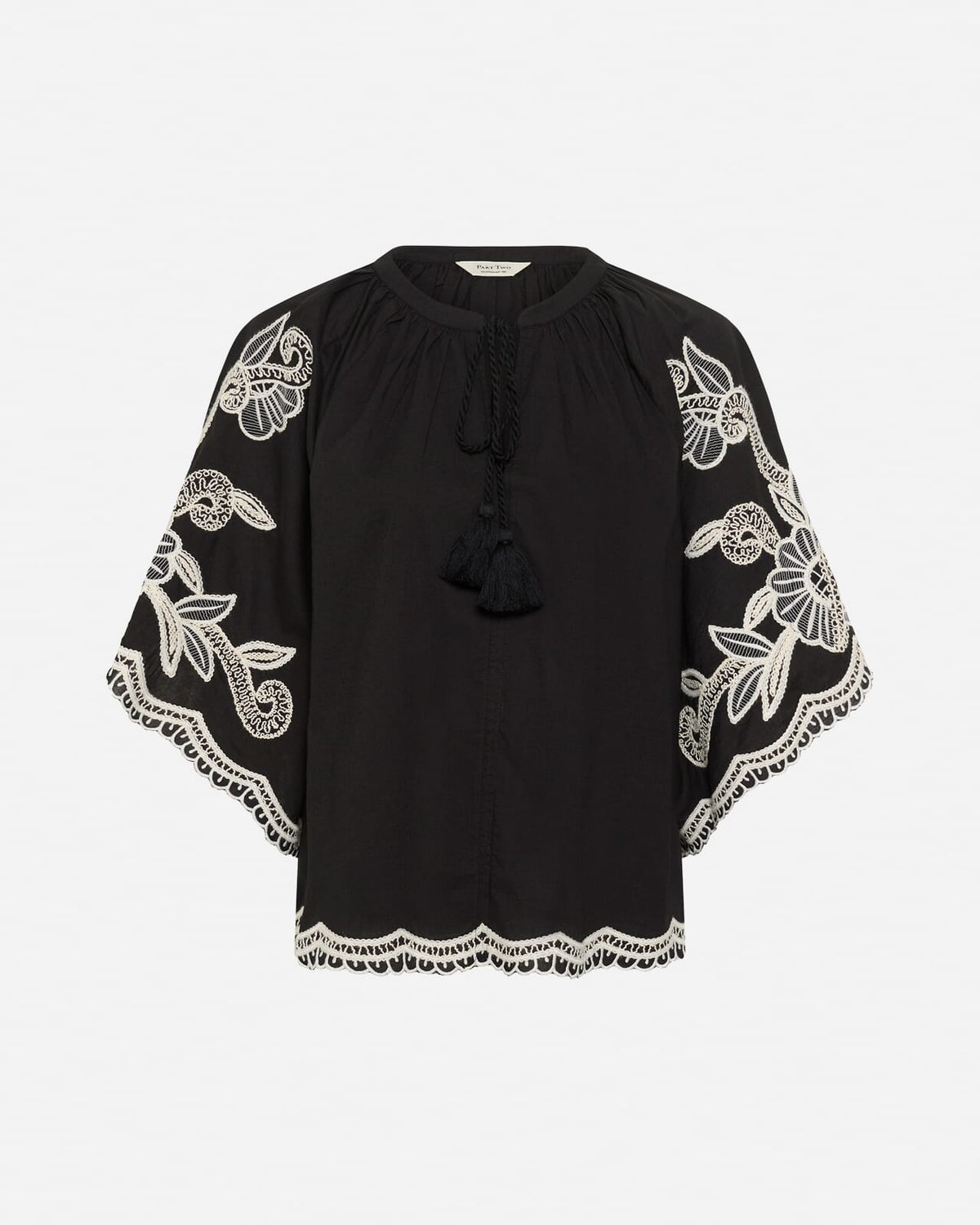 FLOYD Bluse Biancha - Black/ Offwhite emb