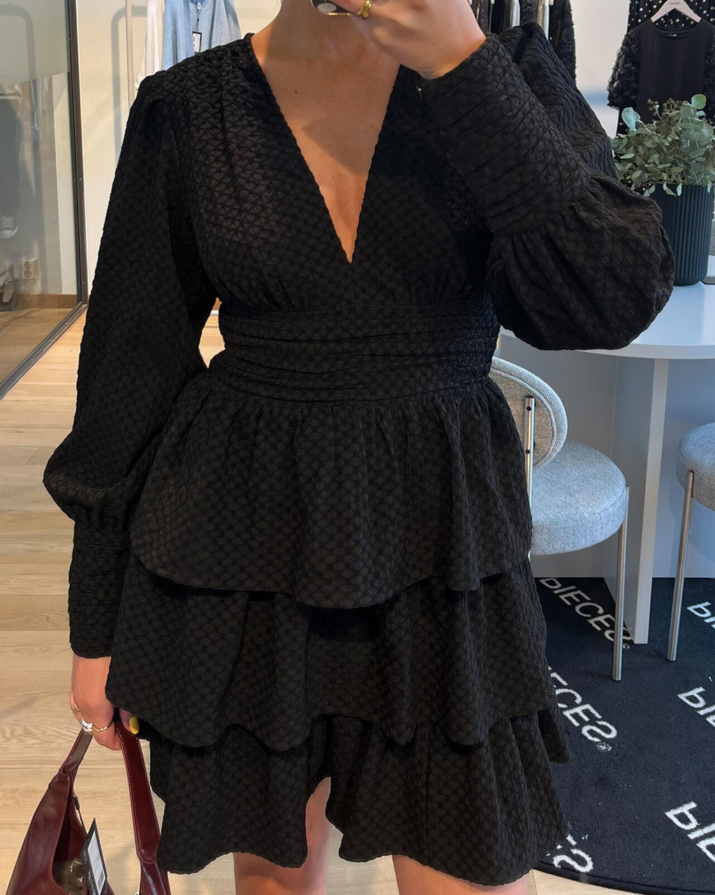 PIECES Kjole Monika LS - Black