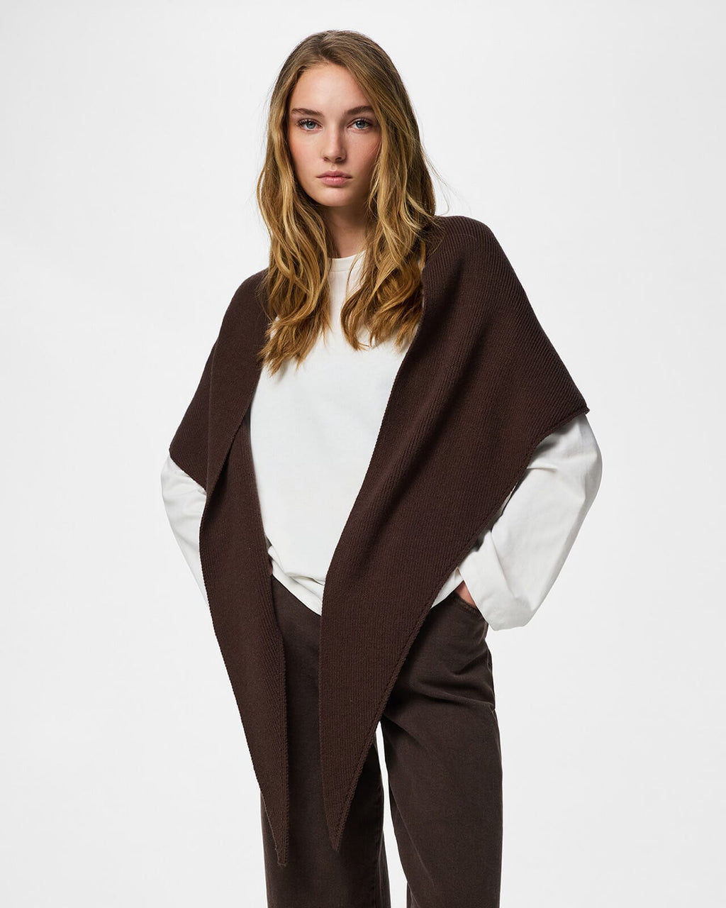 PIECES Skjerf Komma Triangle Rib Big Triangle - Hot Fudge