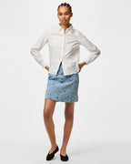 PIECES Denimskjørt Flora HW Short Denim Emb - Light Blue Denim/ Pink Flower Emb.