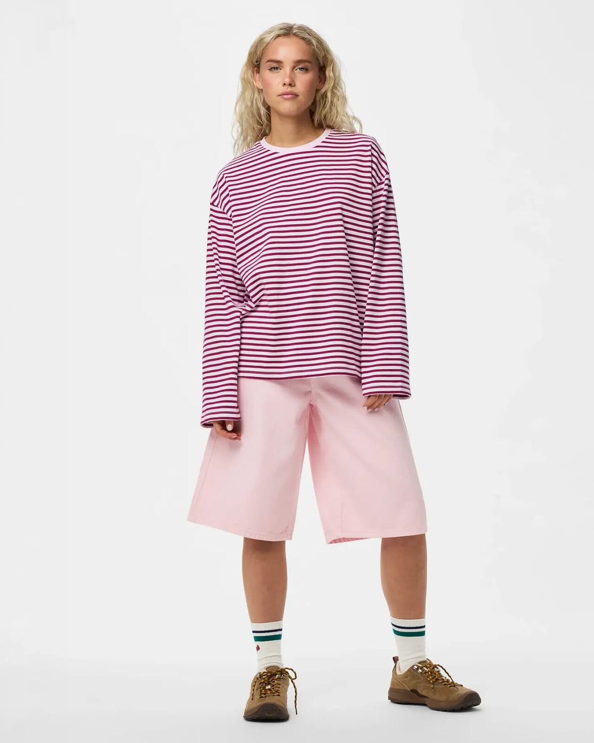 PIECES Topp Sadie LS Top - Roseate Spoonbill/ Raspberry Radiance