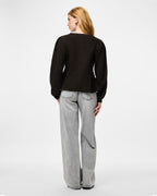 PIECES Strikket Cardigan Silly LS Puff - Hot Fudge Melange