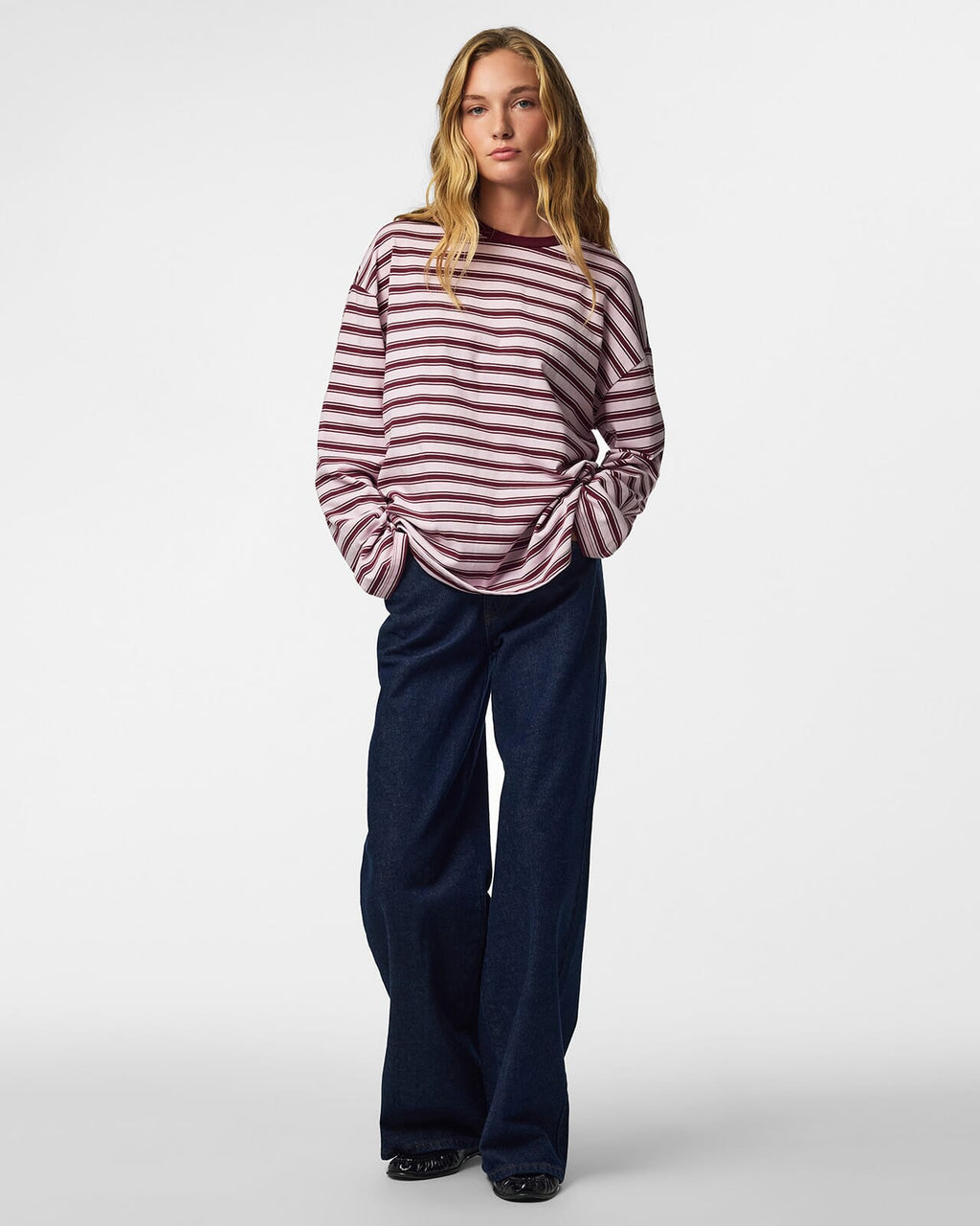 PIECES Topp Sadie LS - Tawny Port/ Roseate Spoonbill