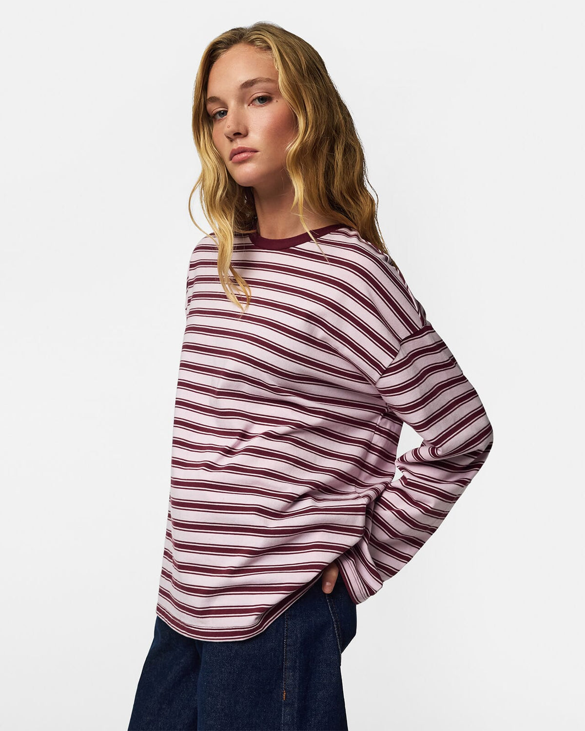 PIECES Topp Sadie LS - Tawny Port/ Roseate Spoonbill