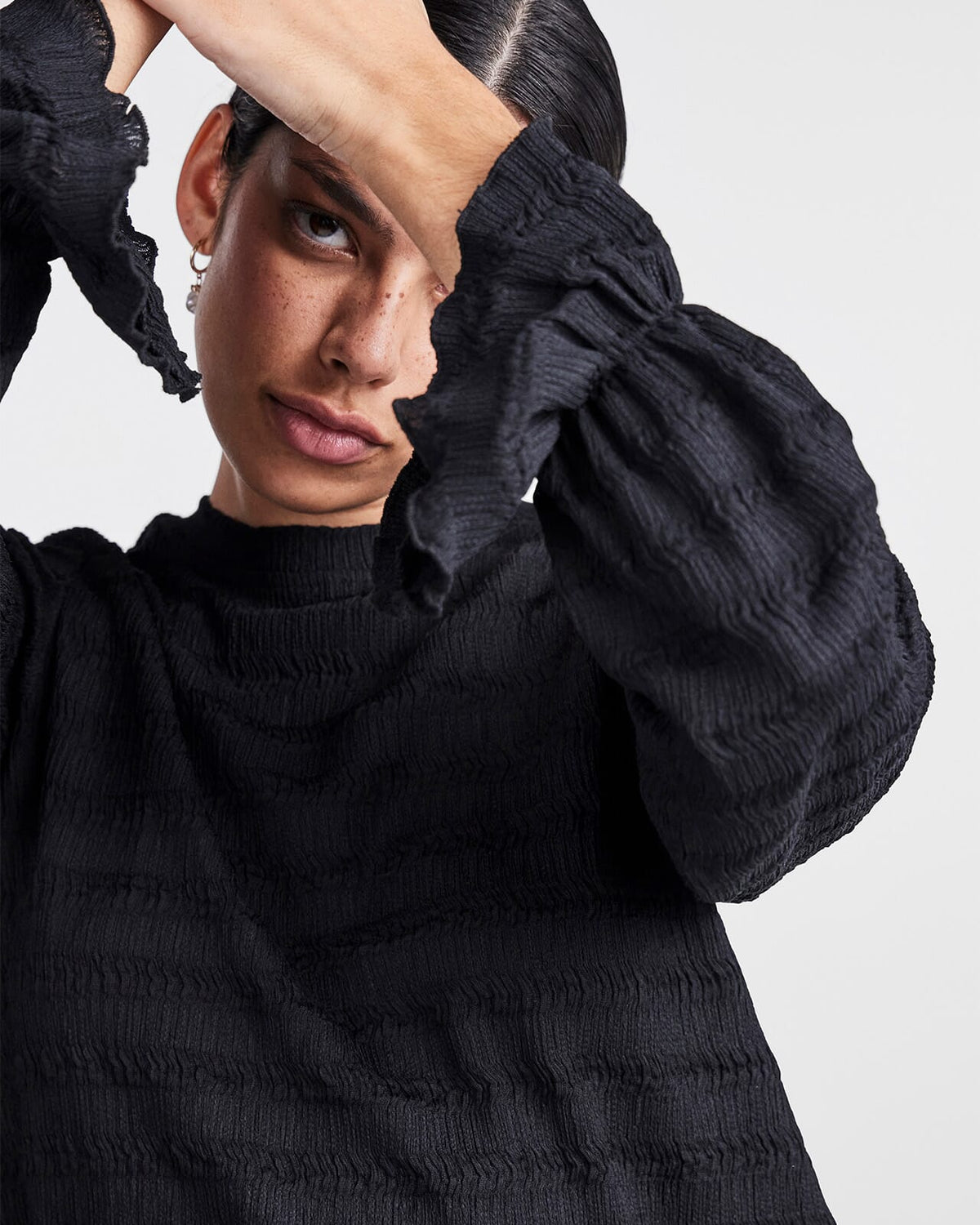 PIECES Topp Daisy LS O-neck - Black