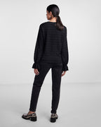 PIECES Topp Daisy LS O-neck - Black