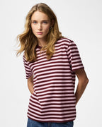 PIECES T-skjorte Ria SS Tee Multicolor Stripes - Tawny Port/ Roseate Spoonbill
