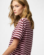 PIECES T-skjorte Ria SS Tee Multicolor Stripes - Tawny Port/ Roseate Spoonbill