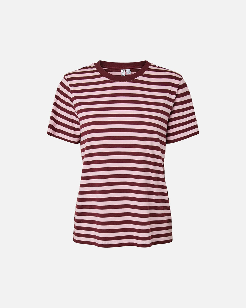 PIECES T-skjorte Ria SS Tee Multicolor Stripes - Tawny Port/ Roseate Spoonbill