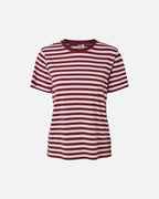 PIECES T-skjorte Ria SS Tee Multicolor Stripes - Tawny Port/ Roseate Spoonbill
