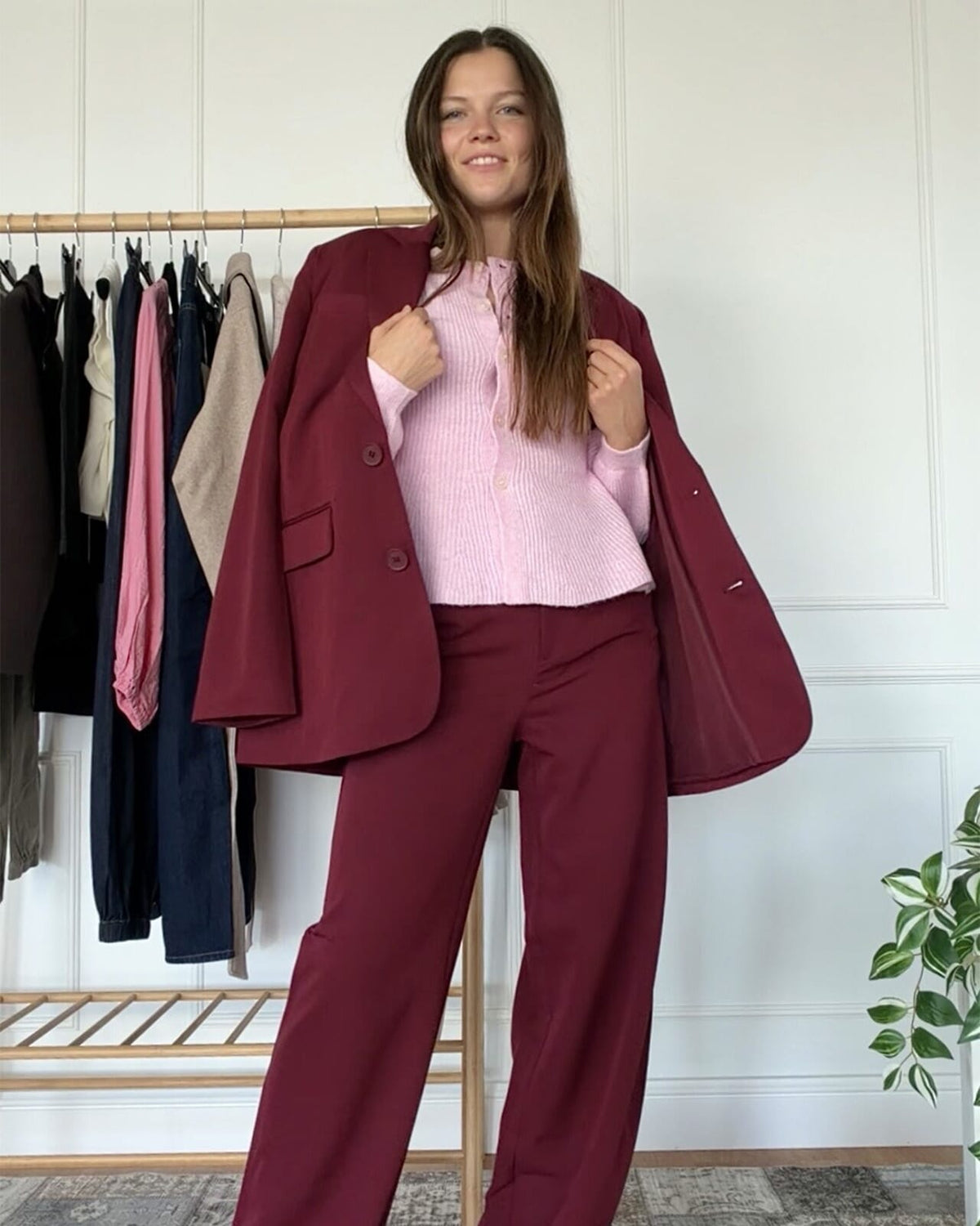 PIECES Dressbukse Kamil HW Wide - Tawny Port
