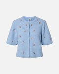 PIECES Strikket Cardigan Silly SS O-neck Emb - Cashmere Blue White flower