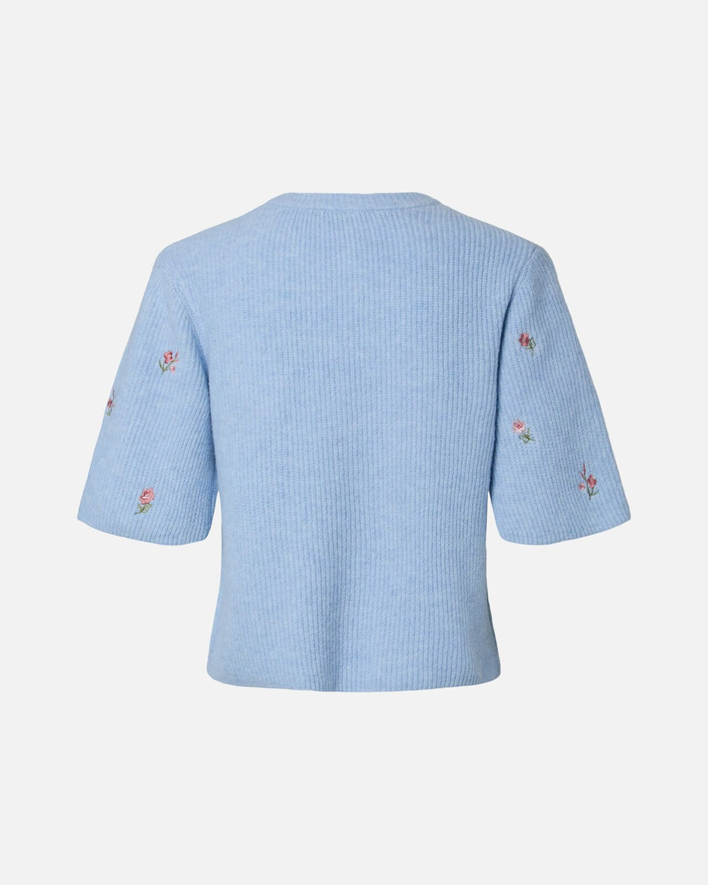 PIECES Strikket Cardigan Silly SS O-neck Emb - Cashmere Blue White flower