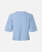 PIECES Strikket Cardigan Silly SS O-neck Emb - Cashmere Blue White flower