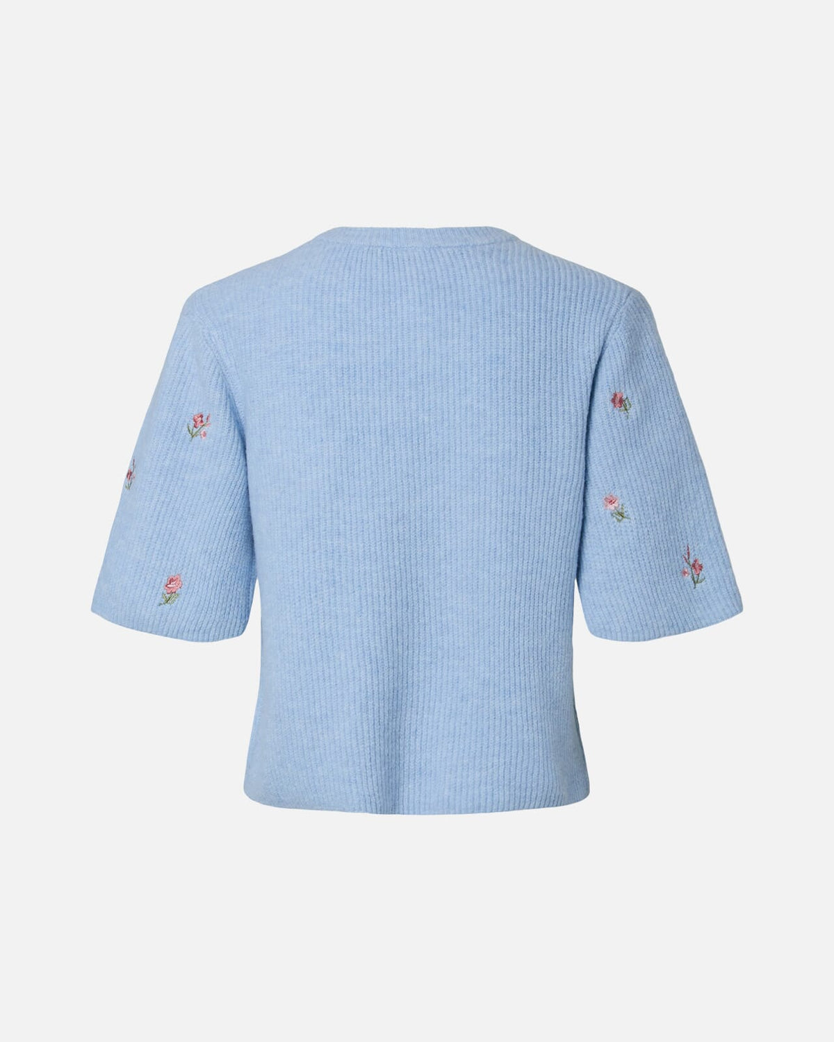 PIECES Strikket Cardigan Silly SS O-neck Emb - Cashmere Blue White flower