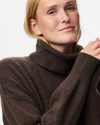 PIECES Strikkegenser Malou LS Rollneck Knit - Hot Fudge/ Melange