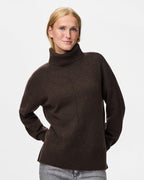 PIECES Strikkegenser Malou LS Rollneck Knit - Hot Fudge/ Melange