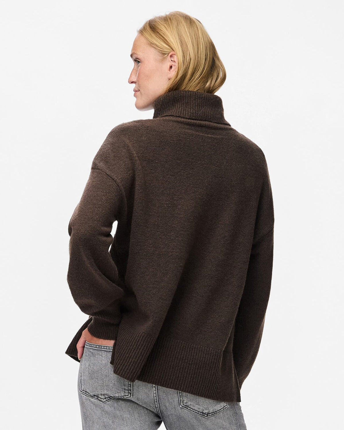 PIECES Strikkegenser Malou LS Rollneck Knit - Hot Fudge/ Melange