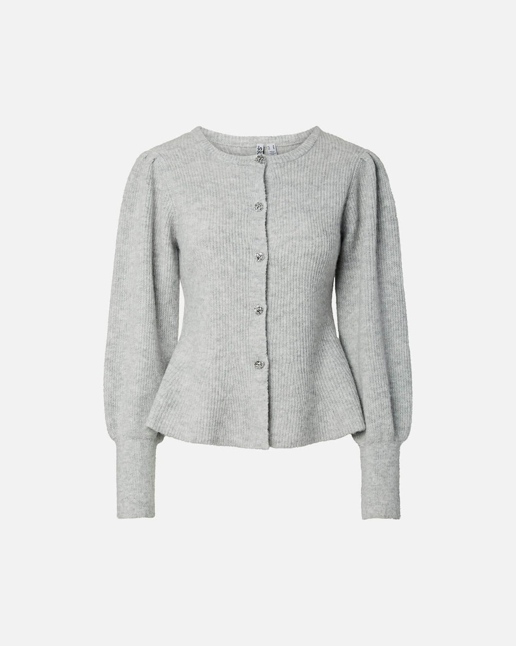 PIECES Strikket Cardigan Annie - Light Grey Mel/ Silver button