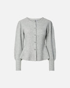 PIECES Strikket Cardigan Annie - Light Grey Mel/ Silver button
