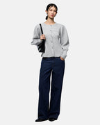 PIECES Strikket Cardigan Annie - Light Grey Mel/ Silver button
