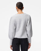 PIECES Strikket Cardigan Annie - Light Grey Mel/ Silver button