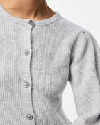 PIECES Strikket Cardigan Annie - Light Grey Mel/ Silver button