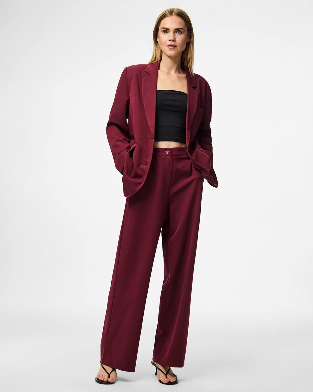 PIECES Dressbukse Kamil HW Wide - Tawny Port