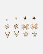 PIECES Øredobber Jina Earstuds 6pack Bundle - Gold Colour St1
