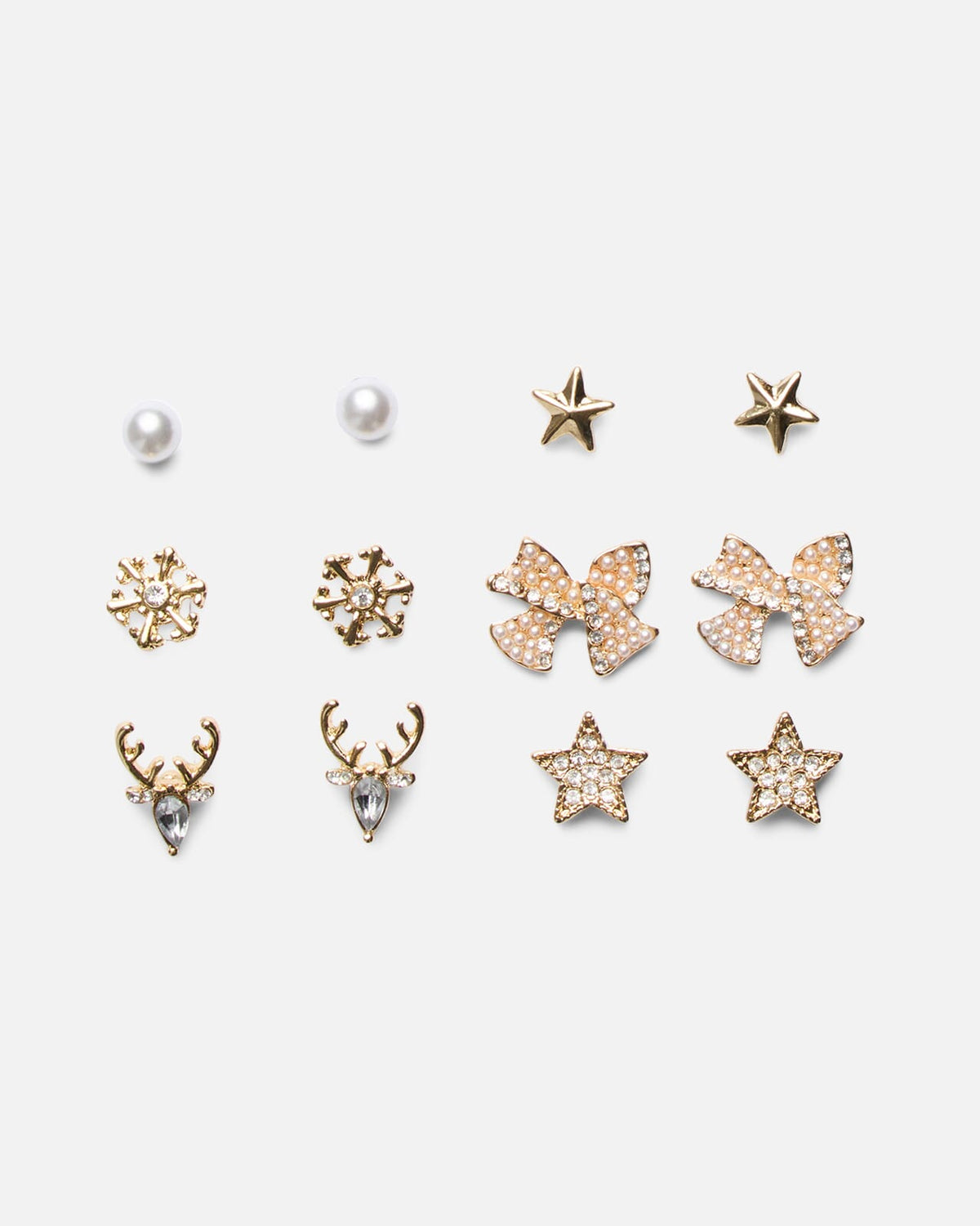 PIECES Øredobber Jina Earstuds 6pack Bundle - Gold Colour St1
