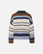 PIECES Strikkegenser Rye LS Polo - Downtown Brown/ Multi color
