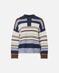 PIECES Strikkegenser Rye LS Polo - Downtown Brown/ Multi color