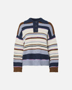 PIECES Strikkegenser Rye LS Polo - Downtown Brown/ Multi color