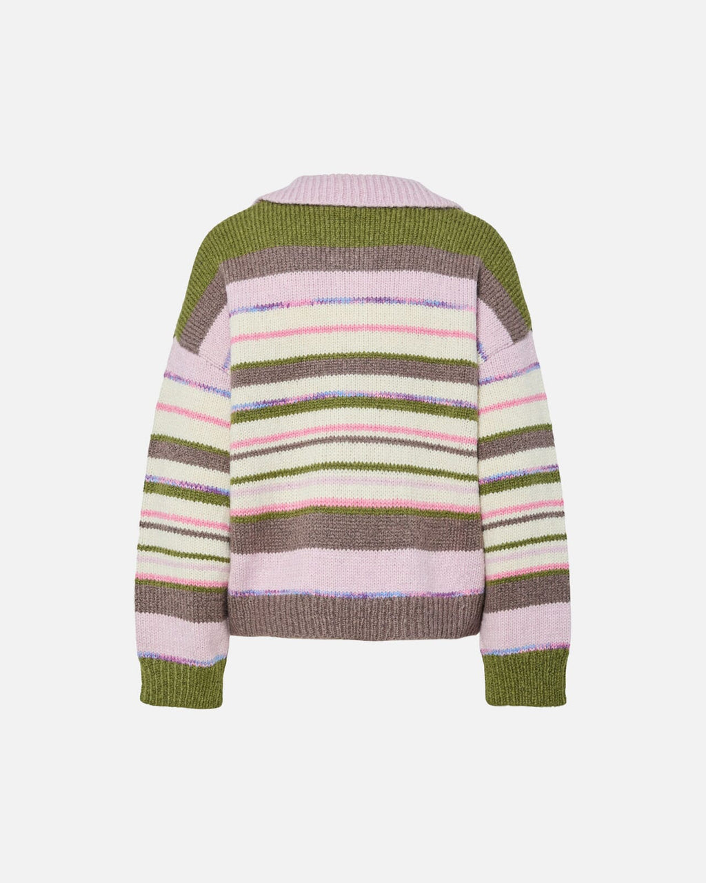 PIECES Strikkegenser Rye LS Polo - Sphagnum/ Multi color