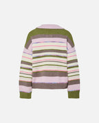 PIECES Strikkegenser Rye LS Polo - Sphagnum/ Multi color