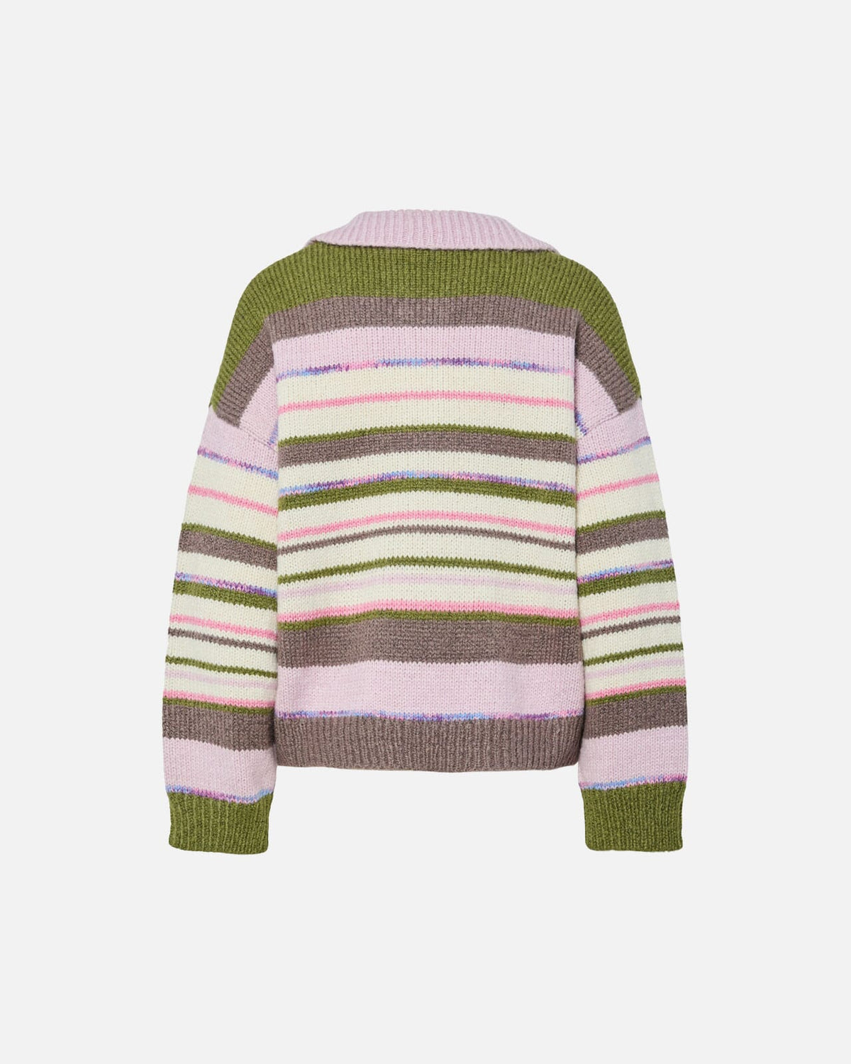PIECES Strikkegenser Rye LS Polo - Sphagnum/ Multi color