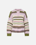 PIECES Strikkegenser Rye LS Polo - Sphagnum/ Multi color